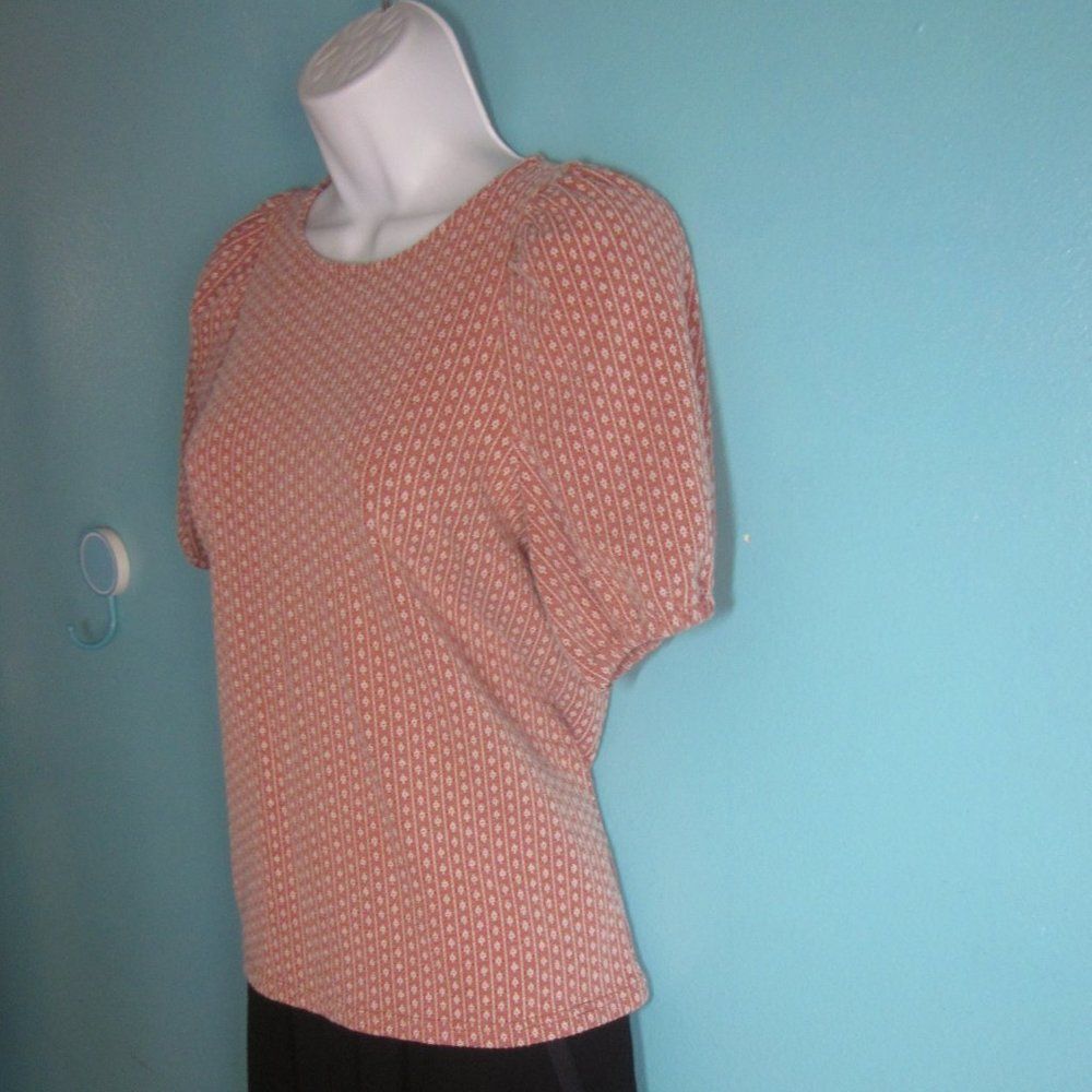 Madewell Womens Size XS Floral Jacquard Puff-Sleeve Keyhole Top Blouse 34" Bust - Picture 12 of 14